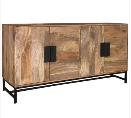 industrial style agra light mango wood 4 door sideboard with metal frame industrial style agra light mango wood 4 door sideboard with metal frame