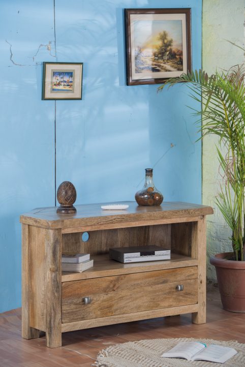 Lifestyle OD016 light solid mango wood corner tv unit lifestyle