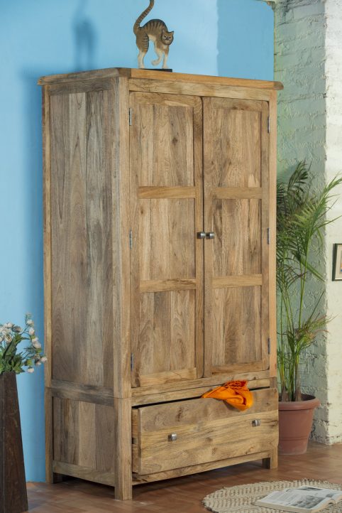 Lifestyle ODB104 lifestyle photo of light mango wood wardrobe