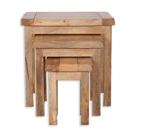 solid light mango wood nest of 3 tables