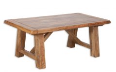 solid light mango wood rectangular coffee table side view