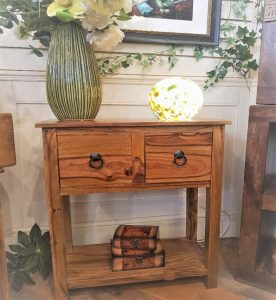 sheesham hallway console table with 2 drawers and 1 shelf