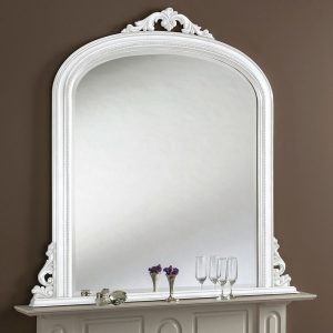 48 by 50 inches white overmantle mirror made in the UK