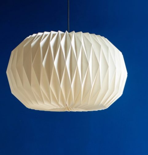 large orgami style white pleatedpaper lampshade