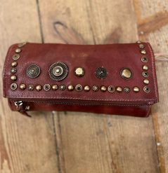 vintage design brown studded leather purse shoulder bag