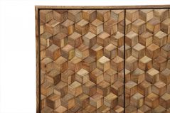 Hand carved 3D Geometric Style Two Door Light Mango Wood Sideboard