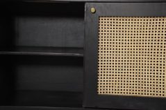 Dorset Modern Range Black Painted Mango Wood 3 Rattan Style Door Sideboard details rattan detailed doors black painted mango wood sideboard