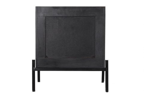 Dorset Modern Range Black Painted Mango Wood Bedside Table with Two Rattan Drawers back Dorset Bournemouth modern interior black mango wood bedside table with rattan drawers back
