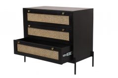 Dorset Modern Range Black Painted Mango Wood Chest Of Drawers open drawer Dorset Modern Range Black Painted Mango Wood Chest Of Drawers open drawer