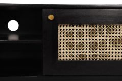 Dorset Modern Range Black Painted Mango Wood Large TV StandUnit with Rattan Cabinets details Dorset Modern Range Black Painted Mango Wood Large TV StandUnit with Rattan Cabinets details