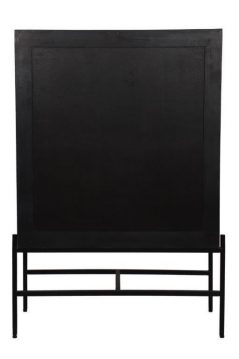 Dorset Modern Range Mango wood Black Painted Storage Cabinet with Rattan Doors back modern interior
