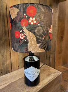 handmade Japanese lampshade with Hendricks upcycled gin bottle