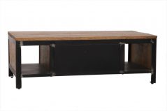 Industrial Iron Framed Mango Wood Coffee Table with 1 Drawer back Industrial Iron Framed Mango Wood Coffee Table with 1 Drawer back
