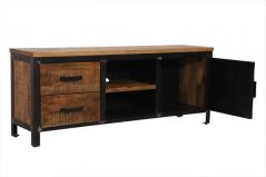 Industrial Tv stand with cabinet and two shelves