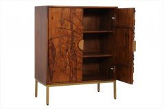 Solid Handcrafted Sheesham Sideboard with 3 Shelves open doors Rosewood small sideboard three shelves