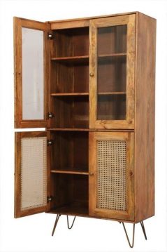 St. Remi Sheesham Wood Cabinet Wardrobe open doors Indian Sheesham wood cupboard with open doors