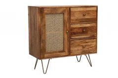 St. Remi Sheesham Wood small 3- Drawer Sideboard side Sheesham rosewood drawer with three doors