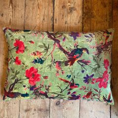 boho green cotton velvet cushion