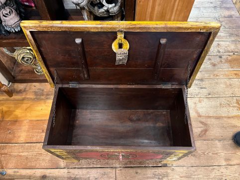 inside of Handcrafted Ancient Antique Style Chest Inside of the boho stylel chest