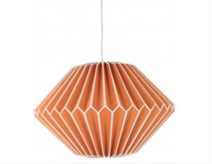 orange pleated paper lampshade
