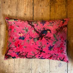 pink floral boho style cotton velvet cushion cover 40x60cm