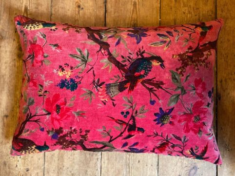 pink cotton velver cushion cover 60x40cm (2) OFMD Breakup Robe Fabric pink floral boho style cotton velvet cushion cover 40x60cm