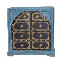 Antique colonial style metallic detailed sideboard cabinet