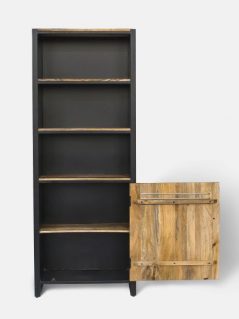 Industrial Style Light Mango Wood Iron Framed Bookcase
