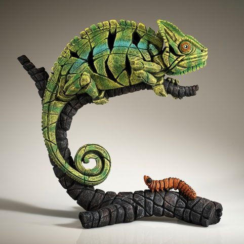 Hand Painted Green Chameleon Bust Sculpture UK Dorset hand painted green chameleon bust sculpture