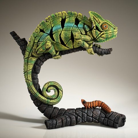 Dorset hand painted green chameleon bust sculpture