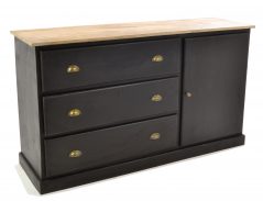 Handcrafted cabinet with 3 drawers and 1 cupboard tilted Handcrafted cabinet with 3 drawers and 1 cupboard tilted
