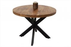Industrial style mango light wood dinning table with unique metal spider legs dorset