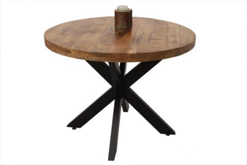 Industrial Mango Wood Dinning Table with Unique Metal Spider Legs 2 Industrial style mango light wood dinning table with unique metal spider legs dorset