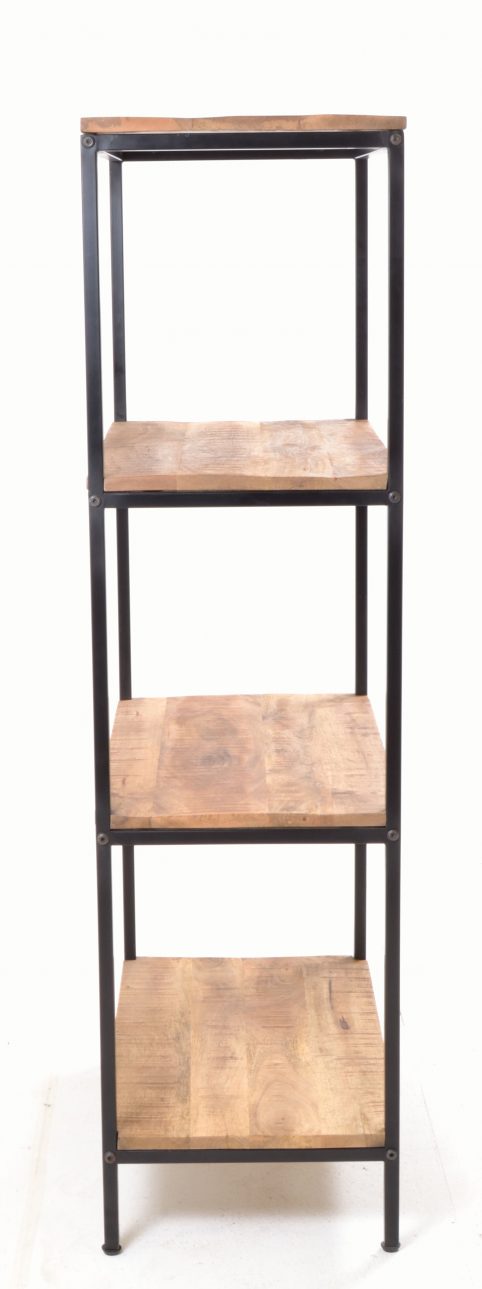 Industrial Style Light Mango Wood Bookcase side Industrial Style Light Mango Wood Bookcase side