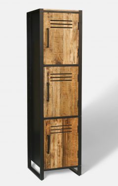 industrial style light natural mango wood iron framed locker dorset