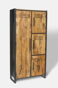 Industrial style natural light mango wood iron framed locker double