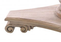 Light mahogany wood 120cm round dining table tri pod leg close up