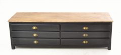Natural and black TV storage unit with 6 drawers front Natural and black TV storage unit with 6 drawers front