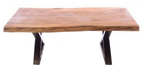 Solid Natural Mango Wood Cross Legged Coffee Table front Solid Natural Mango Wood Cross Legged Coffee Table