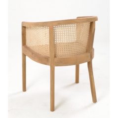 Handmade Teak Wood Rattan Round Back Chair