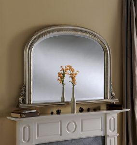 silver handcrafted ornate round mirror