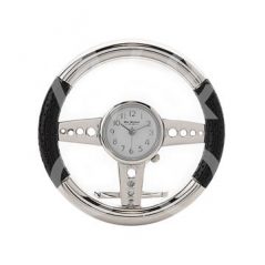 silver steering wheel mini clock