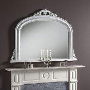 white handcrafted ornate round mirror 48 x 36 inches