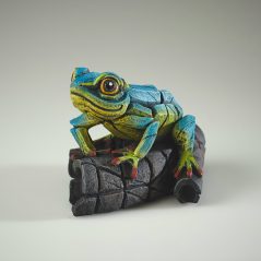 Hand Painted African Tree Frog Sculpture UK Blue Yellow Dorset