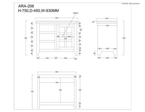 Hand- carved re-claimed Natural Mango Hardwood 3 Drawer 1 Door Sideboard measurmenr handcarved natural mango wood sideboard