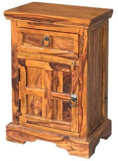 Handcarved Sheesham Hardwood Bedside Table (L) Indian Rosewood Bedside Table right and left