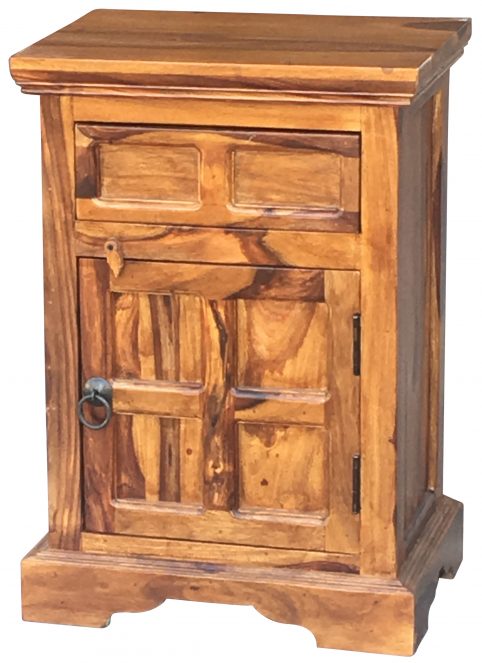 Handcarved Sheesham Hardwood Bedside Table (R) Indian hardwood bedside table UK delivery