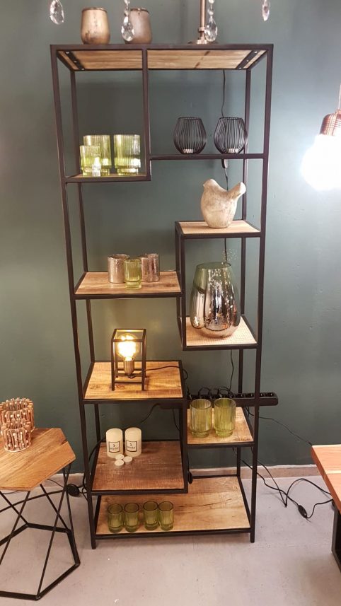 Industrial style bookcase display cabinet UK