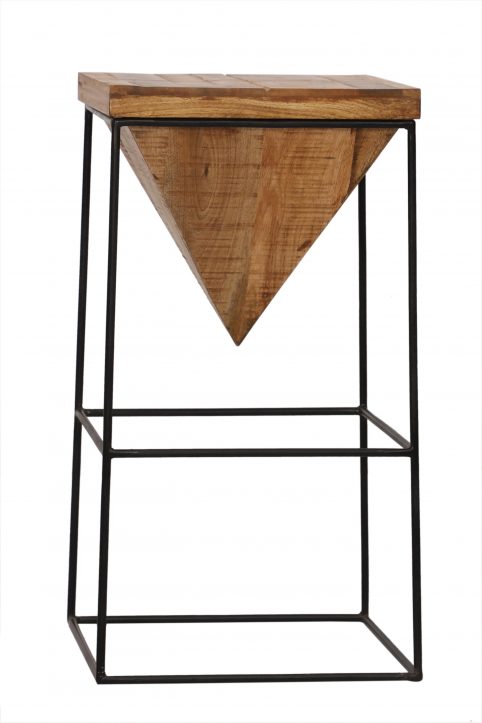 Industrial Style Light Mango Wood Bar Stool with Metal Framed Legs