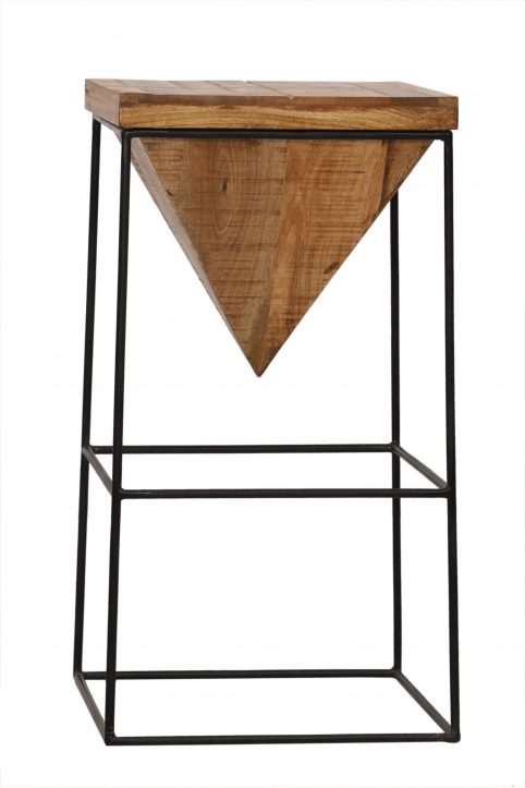 Industrial Style Light Mango Wood Bar Stool with Metal Legs Mainland UK delivery Industrial Style Light Mango Wood Bar Stool with Metal Framed Legs